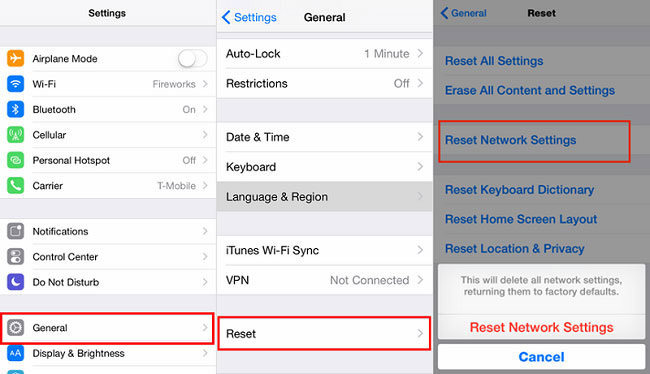 ネットワーク設定をリセットして、iPhoneを見つけます