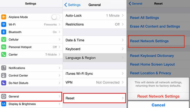 ネットワーク設定iPhoneをリセットします