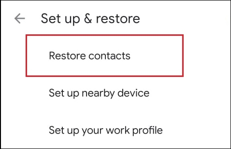 Googleバックアップから連絡先を復元します