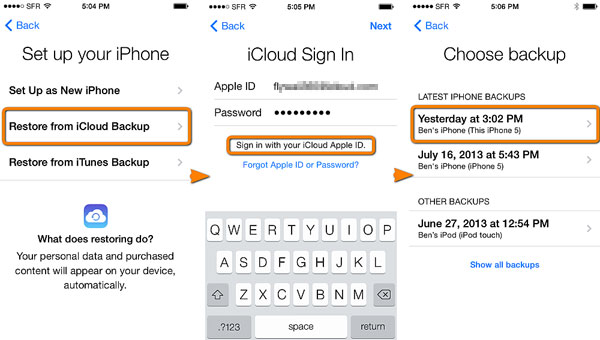 iCloudバックアップから連絡先を取得する方法