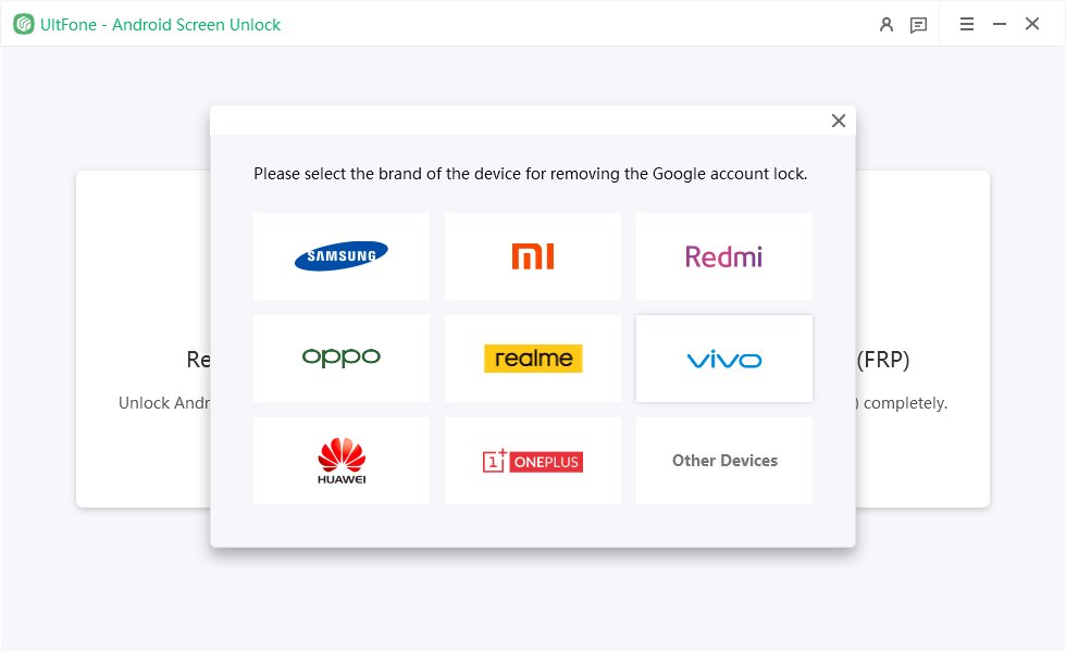 Google FRPロックを削除するには、ブランドを選択します