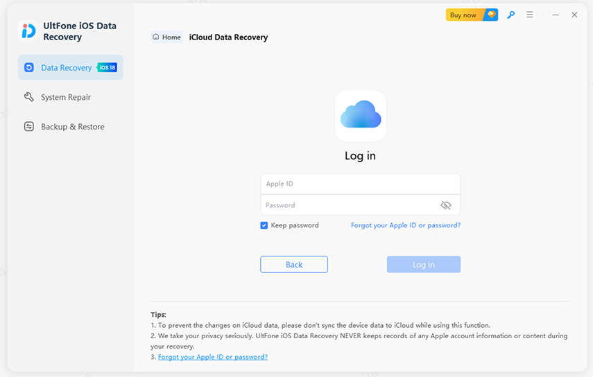 iCloudにサインインします