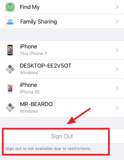iCloudからサインアウトします