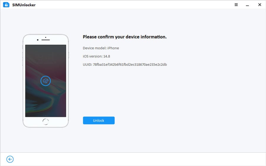 iPhoneの情報を確認して、SIMカードのロックを解除します