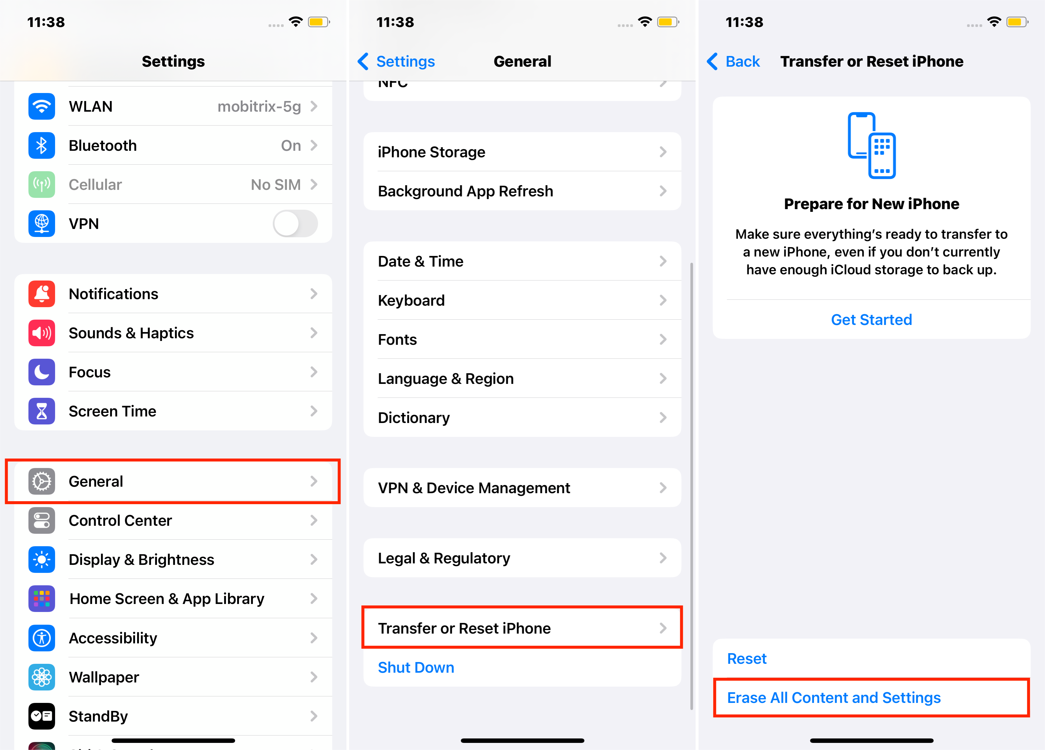 iPhoneのすべてのコンテンツと設定を消去します