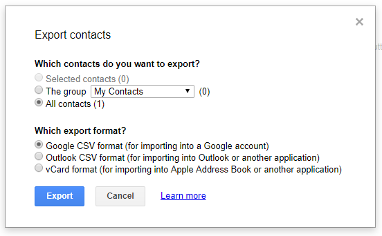 CSVとして連絡先を保存します