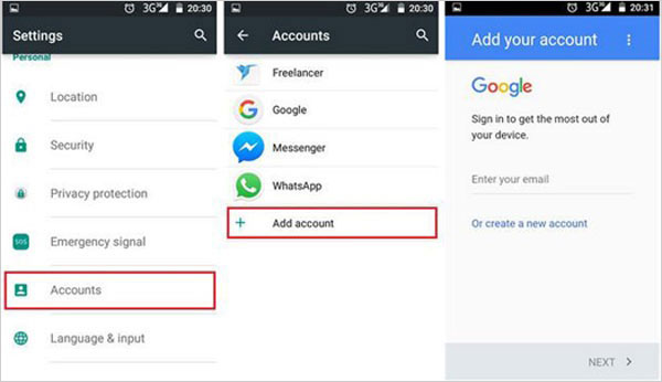 GoogleアカウントでGalaxyからOppoにデータを転送します