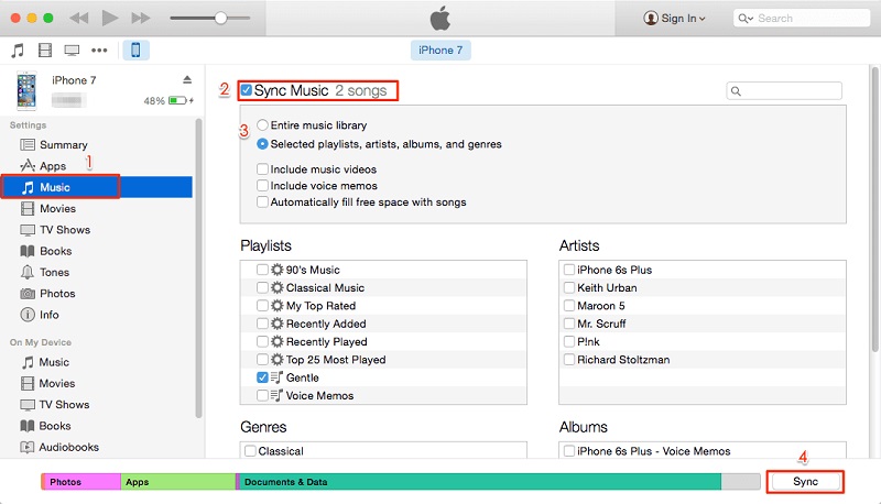 iTunesでmp3をiPhoneに転送します
