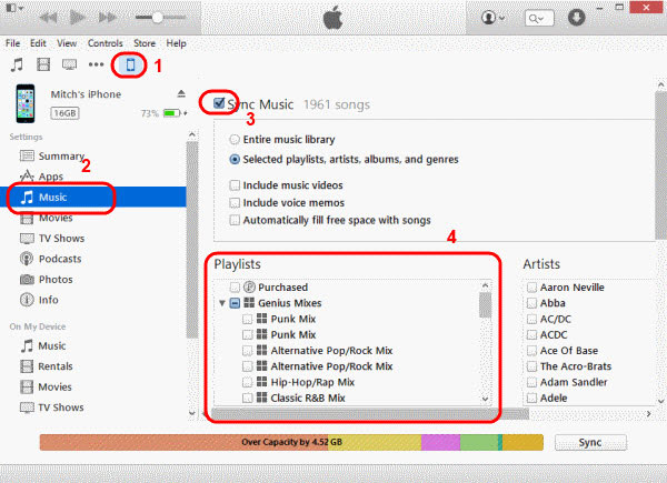 iTunes 12からiTunesを使用してプレイリストをiPhoneに移動する方法