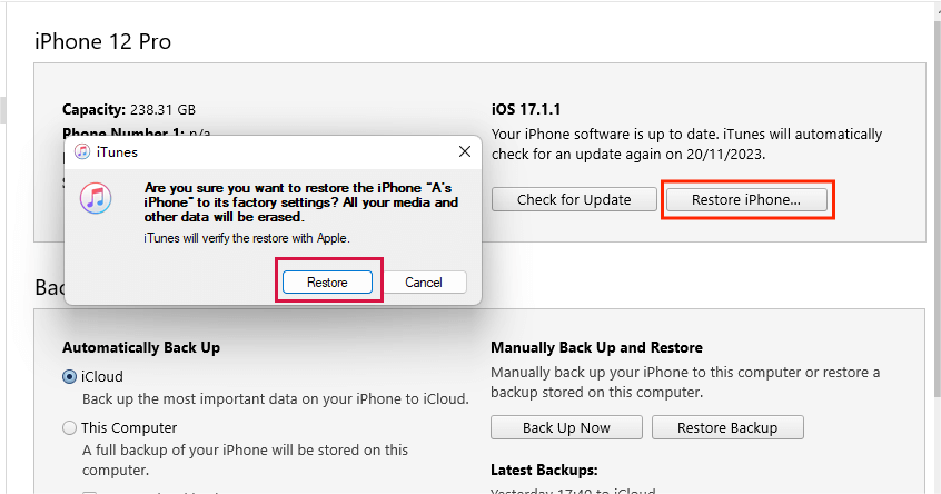 iPhoneをiTunesで修了します