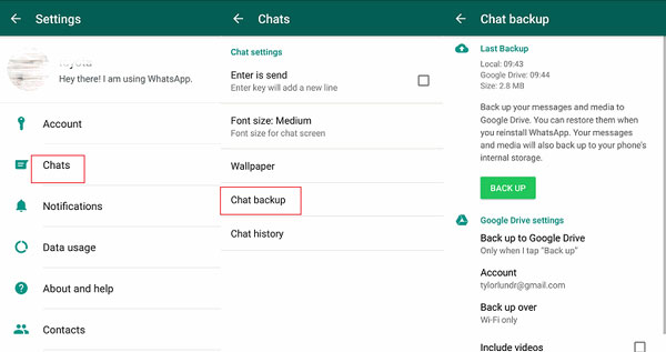 AndroidのバックアップWhatsAppチャット