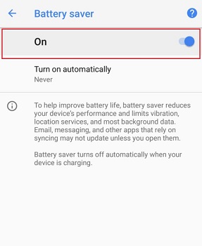 Androidでバッテリーセーバーをオフにします