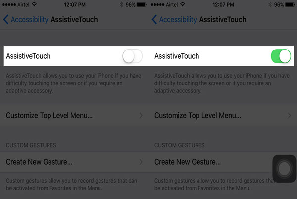 Assistivetouchを介して電源ボタンなしでiPhoneを再起動します