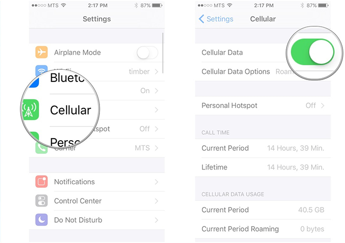 セルラーデータをオンにしてオフにしてくださいwifiなしで私のiPhoneを見つけてください