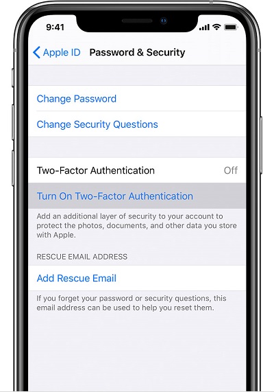 iOS 16で2因子認証をオンにします