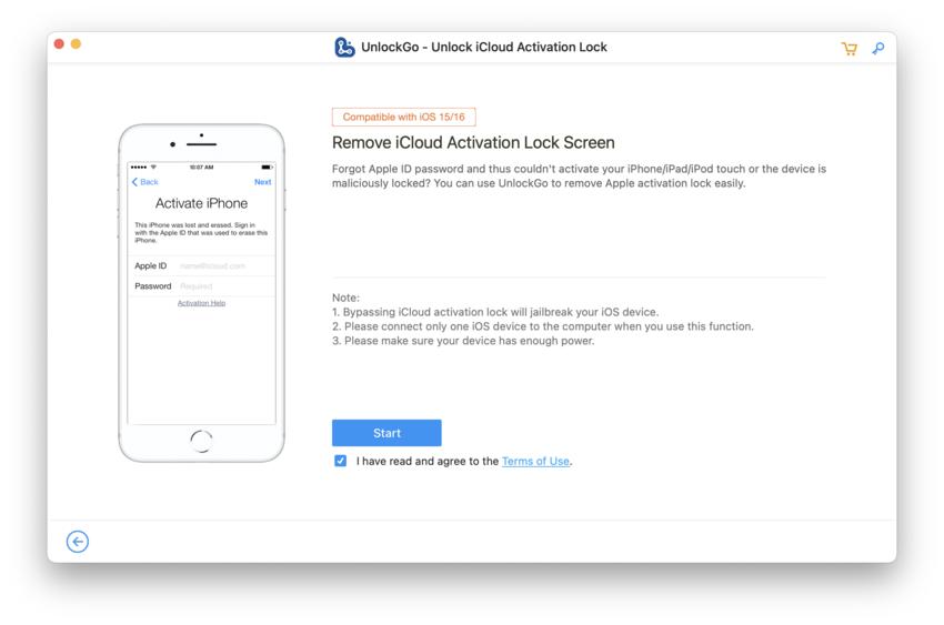 アクティベーションロックのロックを解除し始めます