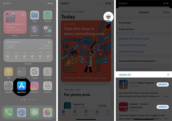 App Storeを介してすべてのアプリを更新します