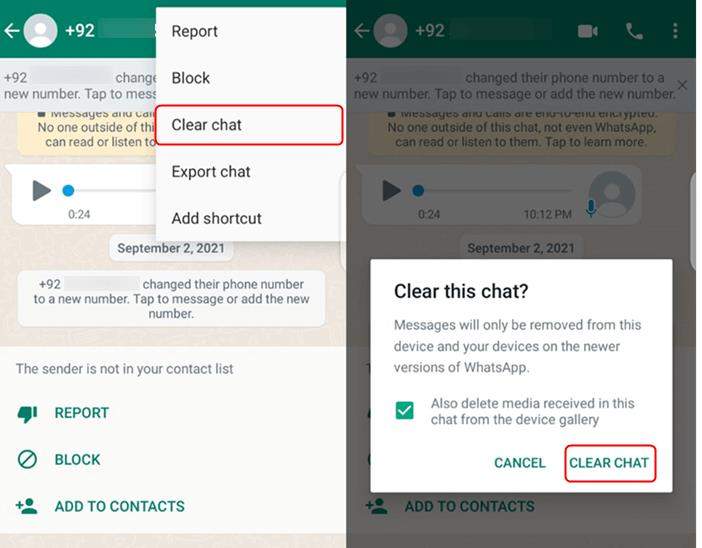 WhatsApp Clear Chat Android