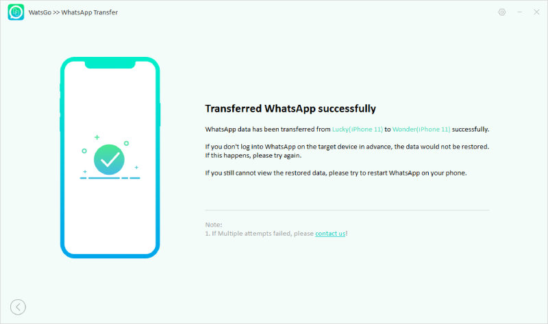 WhatsApp転送に正常に