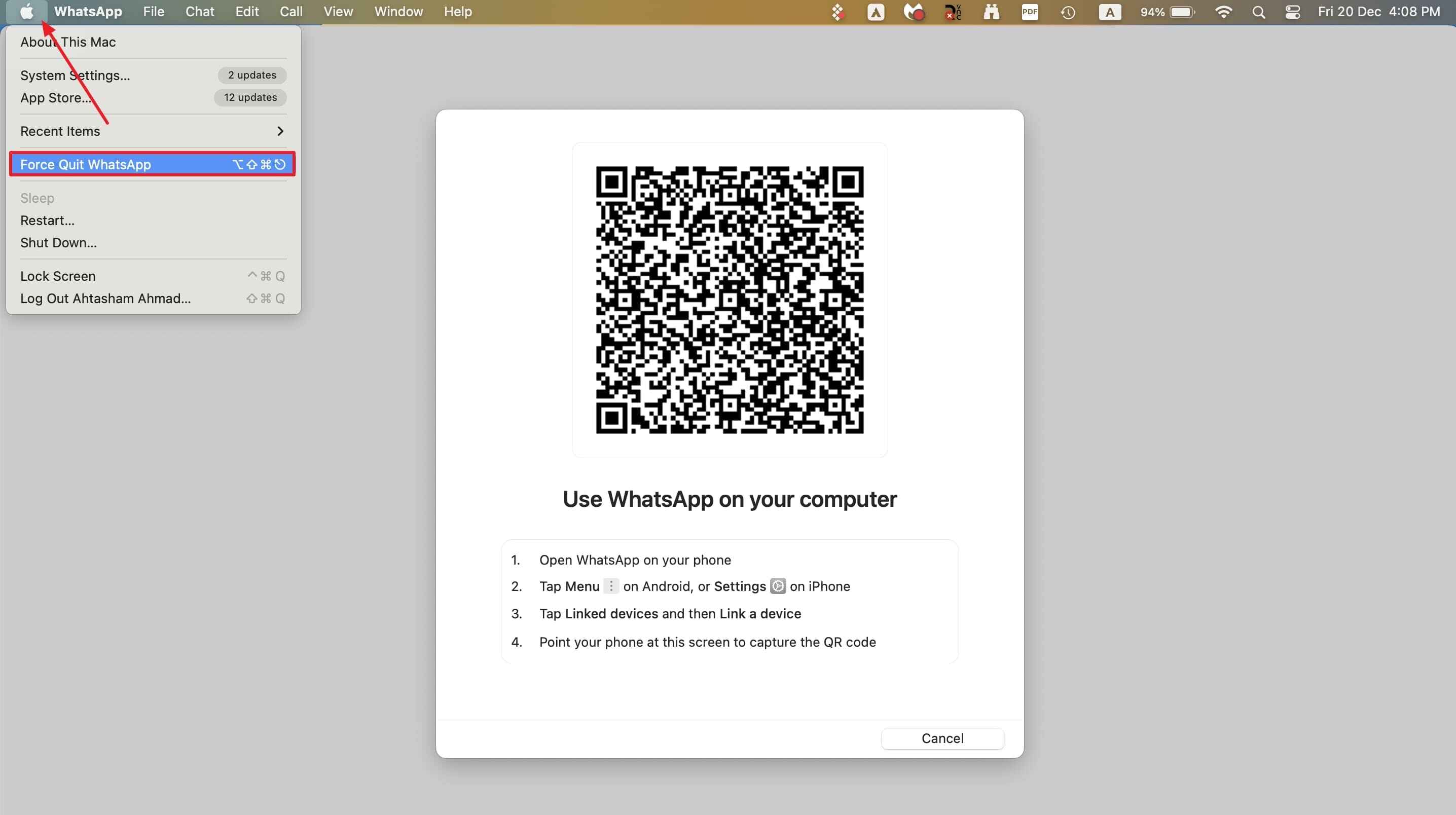 フォースはwhatsappを終了します