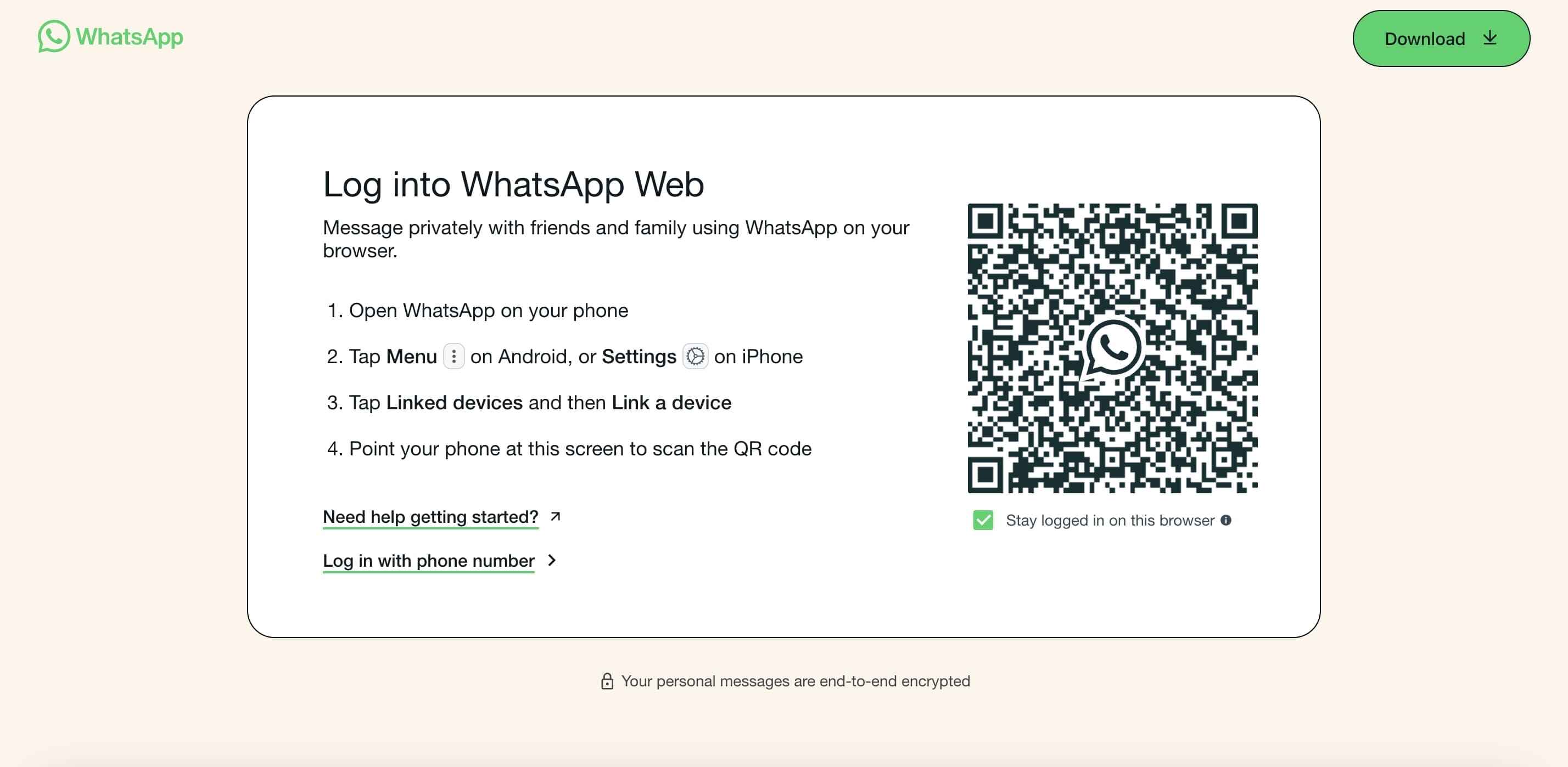 WhatsApp Webにログインします