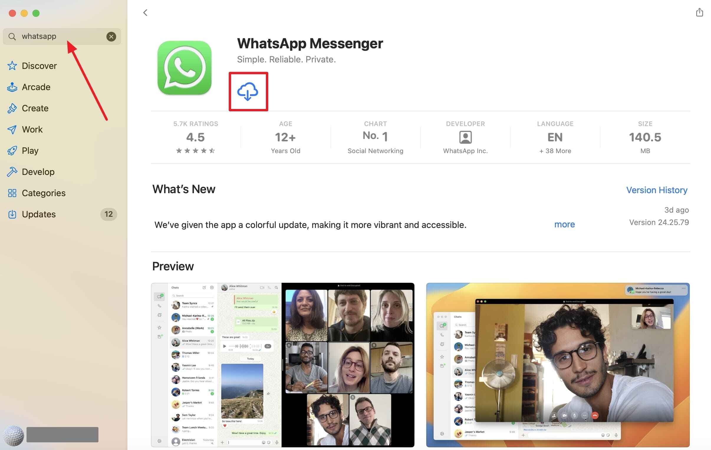 App StoreからWhatsAppを再インストールします