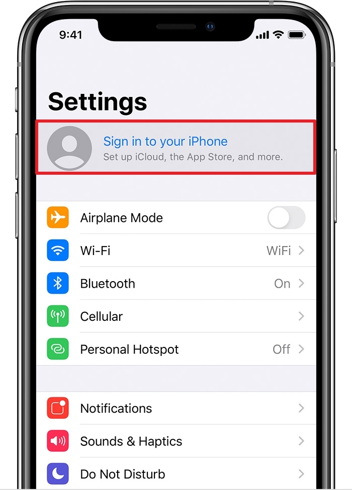 iPhoneにサインインします
