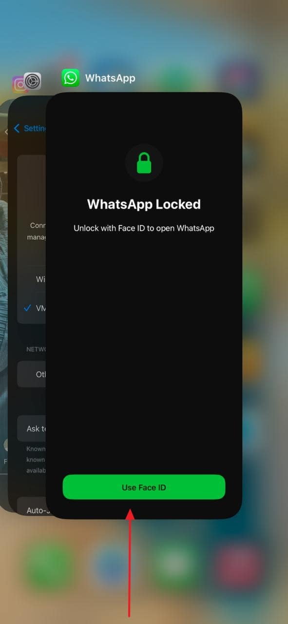 APPスイッチャーを使用して、WhatsAppを終了します