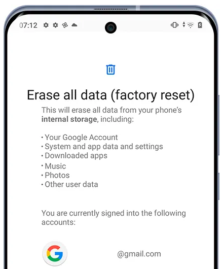 ファクトリーは設定から​​ITELをリセットします