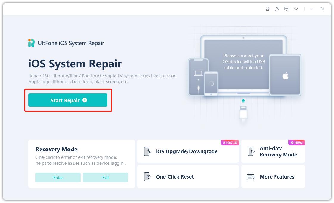 Ultfone IOSシステム修理のiOSシステム修理機能