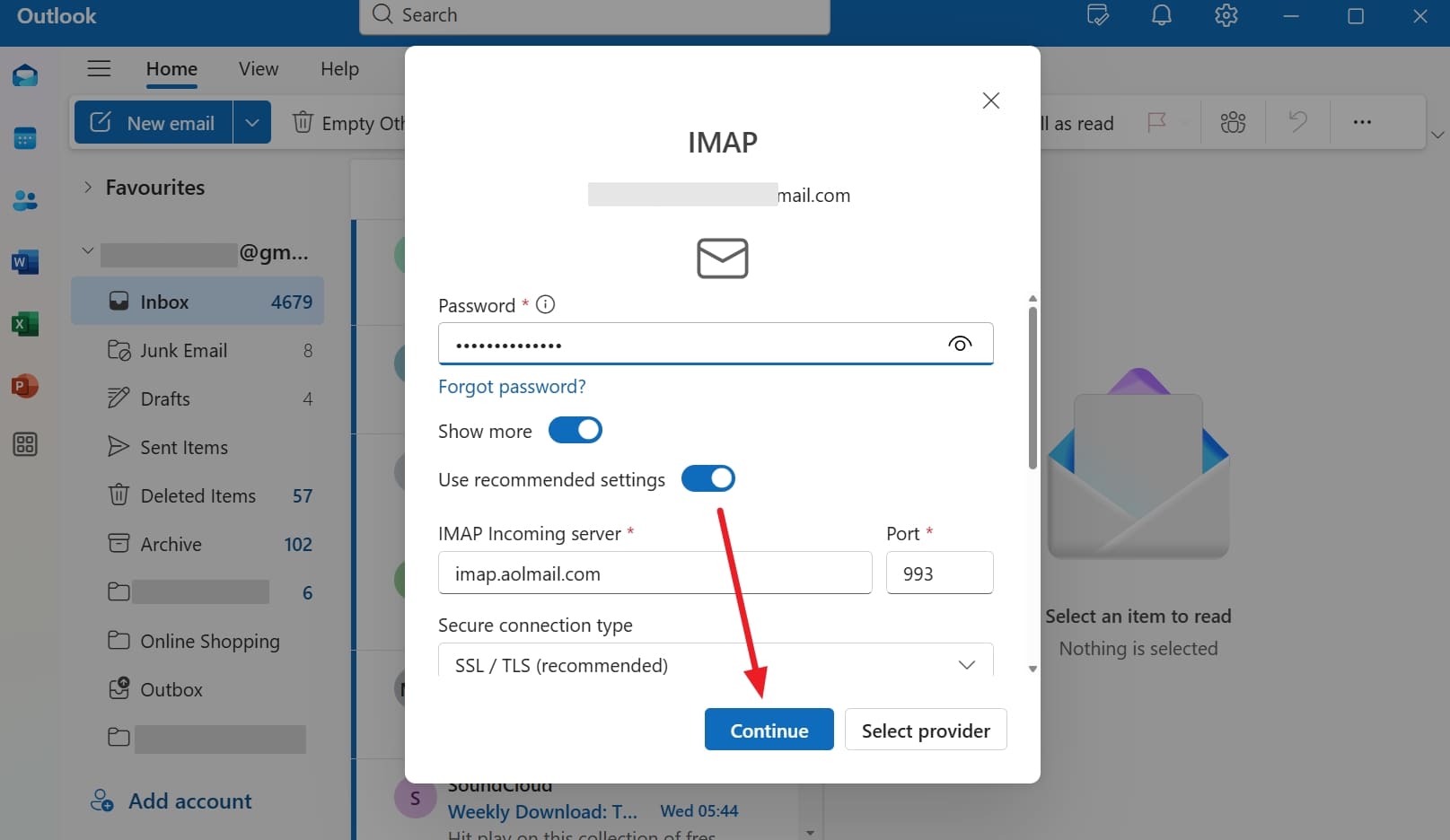 パスワードを入力し、設定を構成します